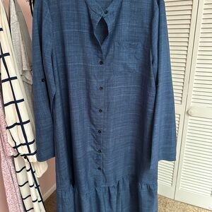 Blue Button-Down Women's Dress